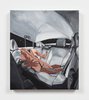 Frieda Toranzo Jaeger, Tapicería Nocturna, oil and embroidery on canvas, 41.91x 34.29 cm, 2017, Reena Spaulings, Private Collection, Cube Srl- Italy