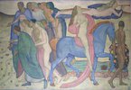 »Erfüllung« (Detail). Einzelbild aus dem monumentalen Wandbildzyklus »Die ewige Welle« von Willy von Beckerath in der Aula der HFBK Hamburg, fertiggestellt 1918.; Foto: Klaus Frahm