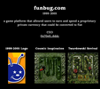 NFT work Dotcom Seance by Simon Denny, Cosmographia, with Simon Denny and Guile Twardowski, reimagined logo for funbug.com (1999-2001) ↑ NFT work Dotcom Seance: #1