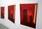 Arbeiten von Robert Bergmann, der mit dem Schwerpunkt Malerei bei Anselm Reyle studiert; Foto: Imke Sommer, HFBK