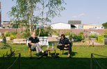 Ralf Schlüter and Friedrich von Borries during the reading at Sautter und Lackmann ; photo: Charlotte Spiegelfeld