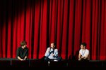 Friedrich von Borries, Bettina Steinbrügge and Jakob Brossmann aftrer the screening at Abaton movie theatre; photo: Charlotte Spiegelfeld