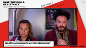 Artist at Risk founders and directors Marita Muukkonen and Ivor Stodolsky during the online conference "Institutions and Resistance - Alliances for Art at Risk" in February 2022; Screenshot 