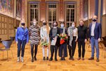 Joanna Warsza, Jana-Lena Baierle, Amy Maga, Katja Pilipenko, Chenxi Zhong, Franciska Zólyom, Alexander Klar and Martin Köttering; photo: Tim Albrecht